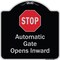 Signmission Designer Series-Stop Automatic Gate Opens Inward With Symbol, 18" x 18", BS-1818-9885 A-DES-BS-1818-9885 - alternate 1